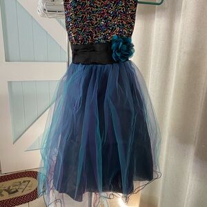 Angels Multicolor and Blue Formal Kids Dress